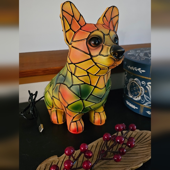 Stained Glass Corgi Dog Lamp - Multicolor